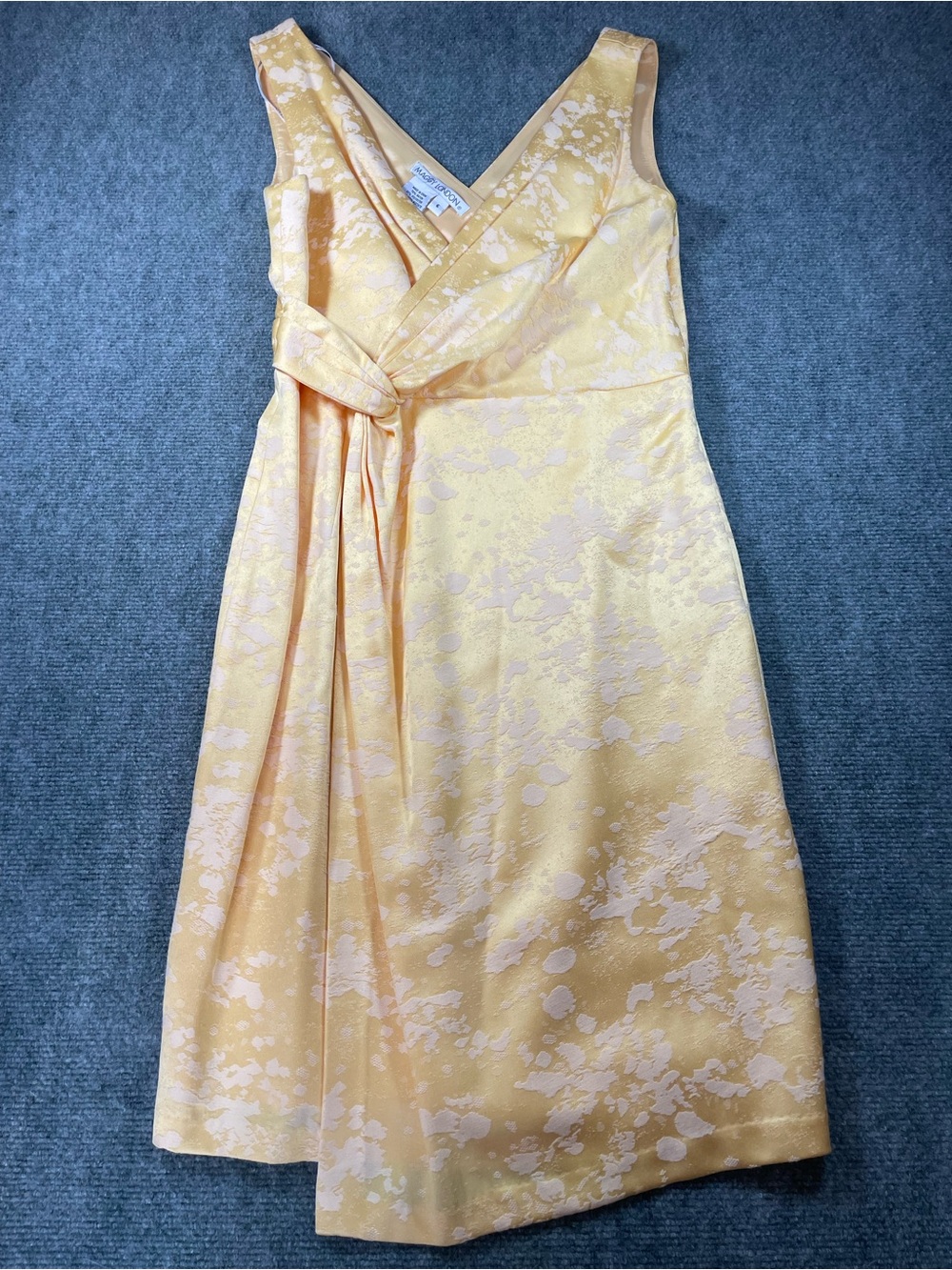 Maggy London Pale Yellow Floral Jacquard Dress